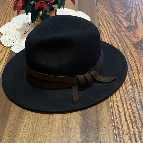 Gigi & Pip Black Wool Fedora Hat with Brown Band main image 5